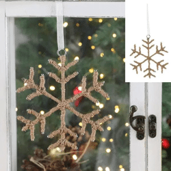 Kleiner Jute-Hänger in Schneeflocken-Optik, Durchmesser 10 cm – Öko-Deko
