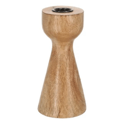 Kleiner Kegelförmiger Stabkerzenhalter aus Mangoholz, 15cm - Stilvolles Accessoire
