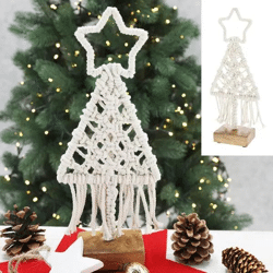 Kleiner Makramee-Baum auf Sockel, 30cm Hoch - Dekorativ & Modern