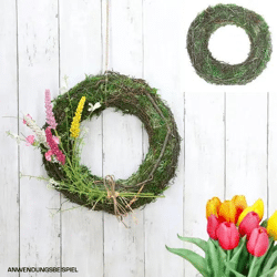 Kleiner Natur-Mooskranz, Grün-Braun, 25 cm Durchmesser - Öko-Dekor