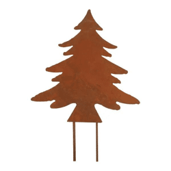 Kleiner Rostiger Tannen-Pflanzstecker, Garten-Deko, ca. 25 cm Höhe