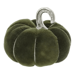 Kleiner Samtkürbis in Grün, 10cm Durchmesser - Stilvolles Herbst-Accessoire