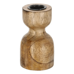Kleiner Stabkerzenhalter aus Mangoholz, 10cm - Elegantes Dekorationsstück