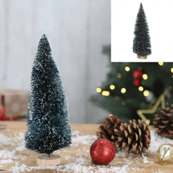 Kleiner Weihnachtsbaum mit Schneeeffekt und Holzfuß, Grün, Höhe ca. 20 cm