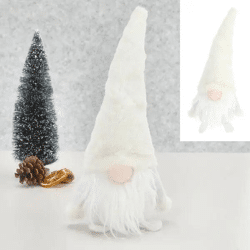 Kleiner Weißer Wichtel, 27cmH - Dekorative Figur für Innen- und Außendekoration