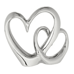 Kleines Doppelherz in Silber, Höhe ca. 15 cm