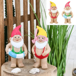 Kleines Gartenzwerg-Doppelset, 2 Stück, Höhe 19cm