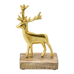 Kleines Goldenes Stehendes Rentier, 17 cm - Festlicher Dekorationsakzent