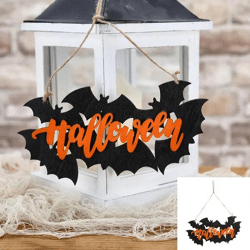Kleines Holzschild für Halloween, zum Aufhängen, Ca. 22x11 cm – Gruselige Deko