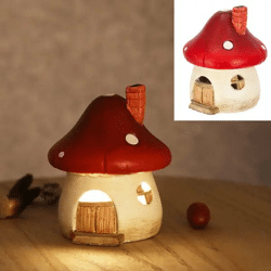 Kleines LED Pilzhaus – Leuchtendes Feenhaus Dekor, ca. 9x12cm, Verzauberte Wohnaccessoires