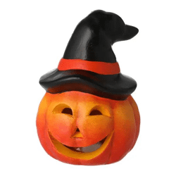 Kleines LED Windlicht Kürbis mit Spitzhut - Höhe ca. 12cm, Halloween-Deko