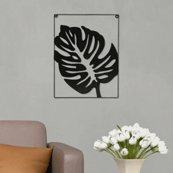 Kleines Metallbild Blattmotive, Wanddekor, ca. 30x40 cm