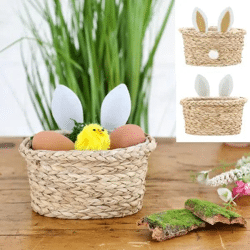 Kleines Osterhasen-Körbchen, Ideal für Ostereiersuchen, ca. 15x13x11cm