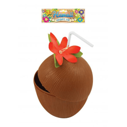 Kokosnuss Trinkbecher Mit Blume & Strohhalm, Bunte Auswahl