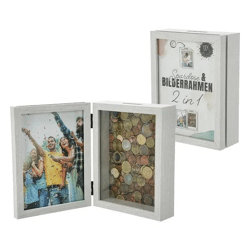 Kombinierte Geldkassette und Fotorahmen, ca. 19cm - Stilvolle Sparlösung und Dekorationsstück in einem