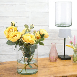 Kompakte Zylinder Glasvase, Klar, 15 cm Durchmesser, 20 cm Hoch