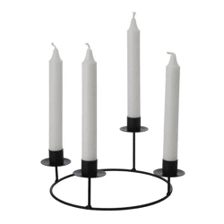 Kompakter DIY Adventskranz mit Stabkerzenhaltern, Schwarz, 25x10 cm