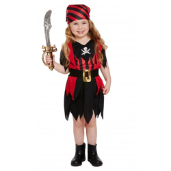 Kostüm Piratenmädchen Für Kleinkinder, 3 Jahre - Hochwertiges Verkleidungskleid Für Karneval & Fasching