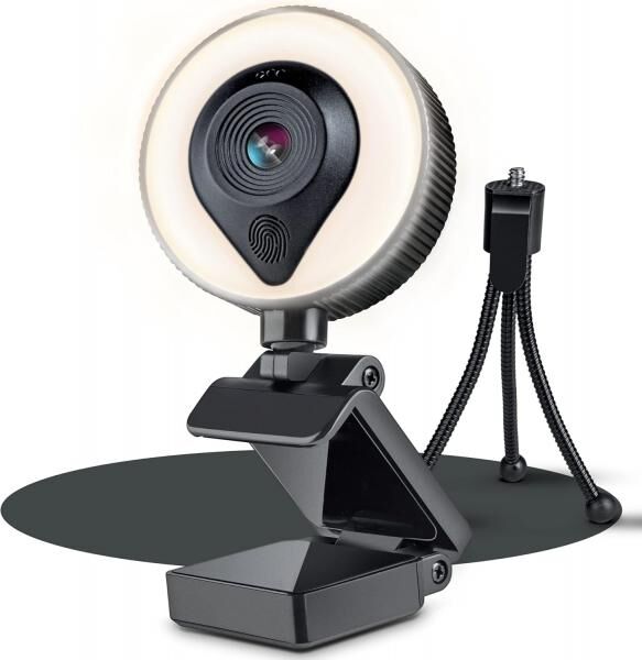 KT KardTec 1080p Full HD Webcam mit Mikrofon & Autofokus – 2k Megapixel Streaming Cam mit Ringlicht – USB PC Kamera - Facecam Plug & Pl