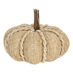 Kürbis aus Rattan - Herbstliches Dekorationsstück, 17 cm Durchmesser - Natürlicher Look