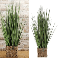 Kunstblume Gras im dekorativen Korb | 80cm Hoch | Elegante Wohnkultur