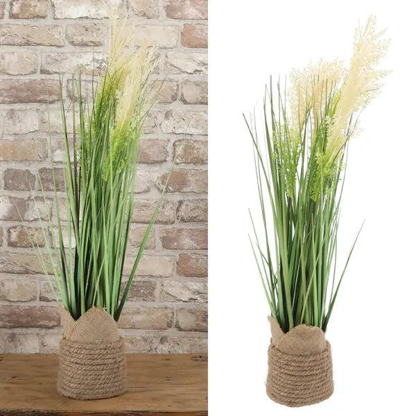 Kunstblume Pampasgras im dekorativen Korb | 70cm Hoch | Boho Wohnkultur