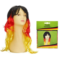 Langhaar-Perücke Deutschland in Schwarz, Rot, Gold – Auffälliges Fan-Accessoire