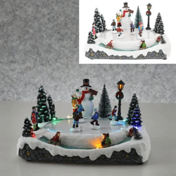 LED-Beleuchtete Winterlandschaft mit Eisbahn, Festliche Deko, 28x15cm