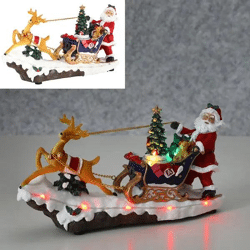 LED-beleuchteter Winter Rentierschlitten, Festliche Deko, 33x18cm