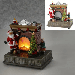 LED Beleuchtetes Winter-Kaminzimmer, Gemütliche Raumdeko, 16x17cm