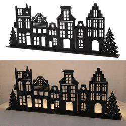 LED-beleuchtetes Winterdorf auf Sockel, 57 cm Breite, Dekorativ