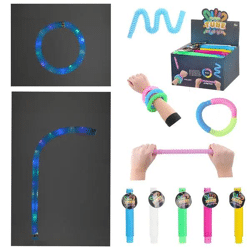 LED-Dehnbare Knister-Röhren, 6er Set, ca. 20cm Länge - Buntes Sensorikspielzeug