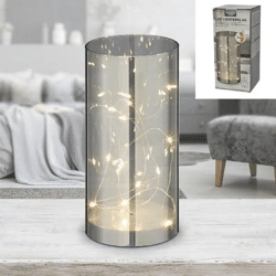 LED-Dekorglas in Grau, mittlere Größe (M), 9x20 cm – Stilvolle Beleuchtung