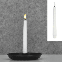 LED Echtwachs Stabkerze - Creme, ca. 17cm hoch, Flackerndes, Flammenloses Licht