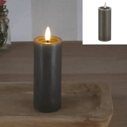 LED-Echtwachskerze 'SHINE', Grau, 5x12,5cm - Elegante, flammenlose Kerze