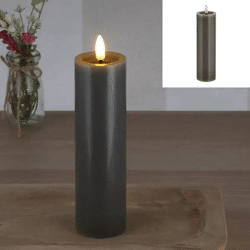 LED-Echtwachskerze 'SHINE', Grau, 5x15cm - Stilvolle, sichere Beleuchtung