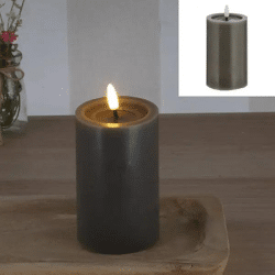 LED-Echtwachskerze 'SHINE', Grau, 7,5x12,5cm - Moderne, flammenlose Beleuchtung