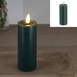 LED-Echtwachskerze 'SHINE', Grün, 5x12,5cm - Stilvolles, sicheres Leuchten