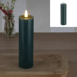 LED Echtwachskerze 'SHINE', Grün, 5x15cm - Stimmungsvolles Leuchten