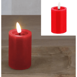 LED Echtwachskerze SHINE in Rot, 5x10 cm - Stilvolles Leuchtelement