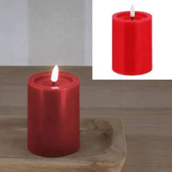 LED Echtwachskerze SHINE, Rot, ca. 7,5x10 cm - Gemütliches Lichtambiente