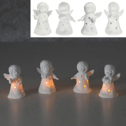 LED-Engel Figuren, 4er-Set - Himmlische Leuchtdekoration