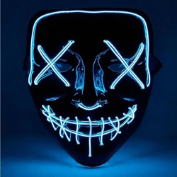 LED Grusel Maske blau - wie aus Purge für Halloween, Fasching & Karneval als Kostüm für Herren & Damen (blau)