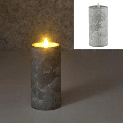 LED-Kerze in Betonoptik, L, 7,5x15 cm hoch – Realistische, sichere Dekobeleuchtung