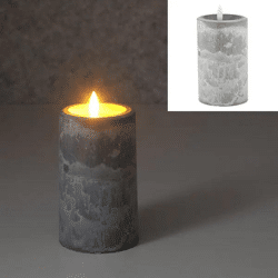 LED-Kerze in Betonoptik, M, 7,5x12,5 cm hoch – Realistische, elegante Dekobeleuchtung