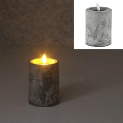 LED-Kerze in Betonoptik, S, 7,5x10 cm hoch – Realistische, sichere Dekobeleuchtung