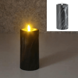 LED-Kerze in Marmoroptik, L, 7,5x15 cm hoch – Realistische, sichere Beleuchtung