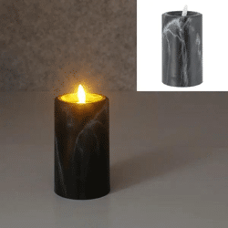 LED-Kerze in Marmoroptik, M, 7,5x12,5 cm hoch – Realistische, sichere Ambientebeleuchtung