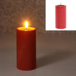 LED-Kerze mit Rille, rot, L, 7,5x15 cm hoch – Realistische, stilvolle Dekobeleuchtung
