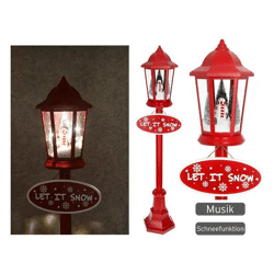 LED-Laterne mit Schneemann-Motiv, Rot, ca. 135 cm Höhe, Leuchtende Dekoration für Winter und Weihnachten